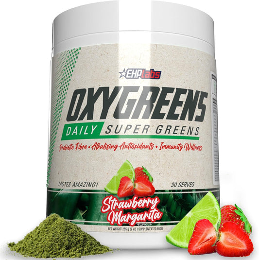 2-Pack of EHP Labs OxyGreens Super Greens Powder - 30 Serves (Strawberry. Margarita)